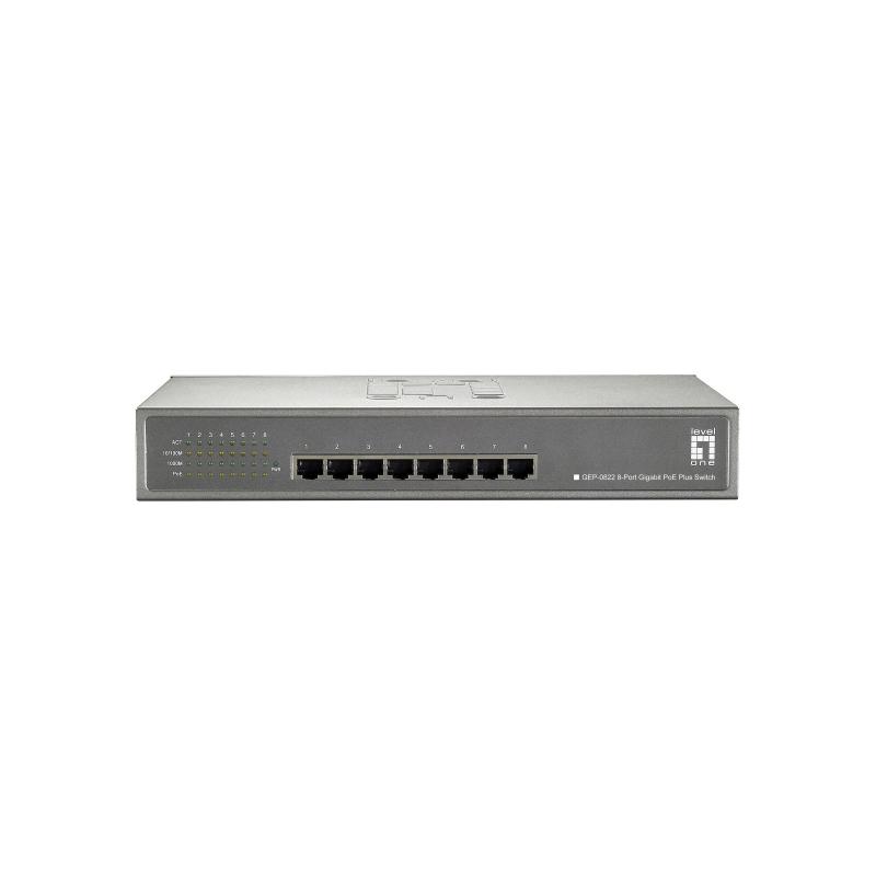 Levelone gep-0822 switch di rete gigabit ethernet (10/100/1000) supporto power over ethernet (poe) grigio