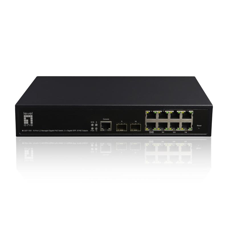 Levelone gep-1061 switch di rete gestito l2 gigabit ethernet (10/100/1000) supporto power over ethernet (poe) nero