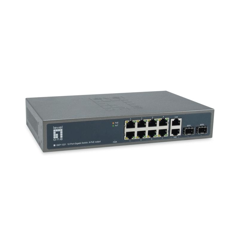 Levelone gep-1221 switch di rete non gestito gigabit ethernet (10/100/1000) supporto power over ethernet (poe) nero