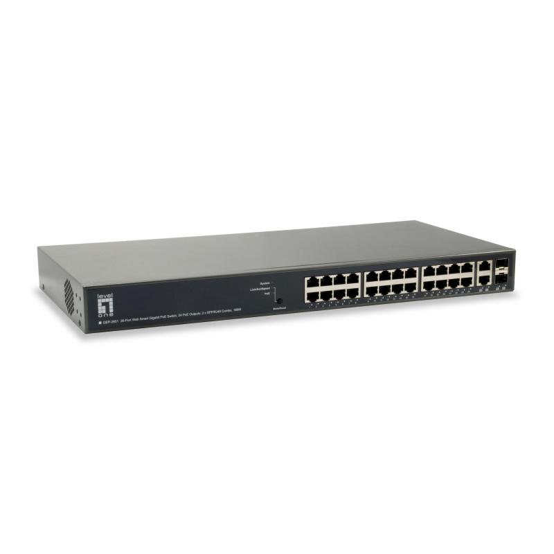 Levelone gep-2651 switch di rete gestito l3 gigabit ethernet (10/100/1000) supporto power over ethernet (poe) nero