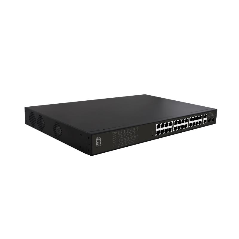 Levelone gep-2821 switch di rete non gestito gigabit ethernet (10/100/1000) supporto power over ethernet (poe) 1u nero