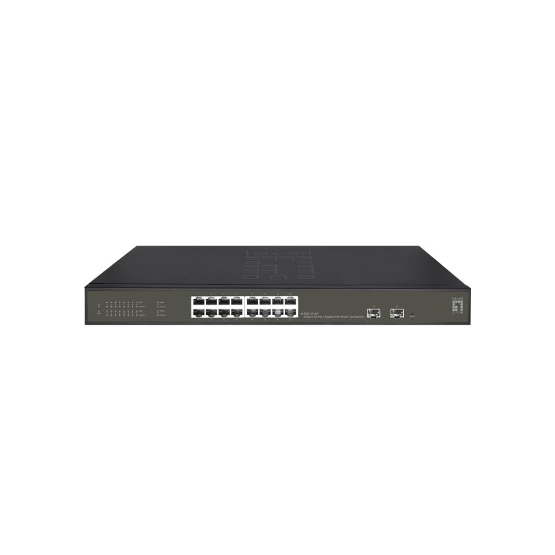 Levelone ges-2118p switch di rete gestito l2 gigabit ethernet (10/100/1000) supporto power over ethernet (poe) nero
