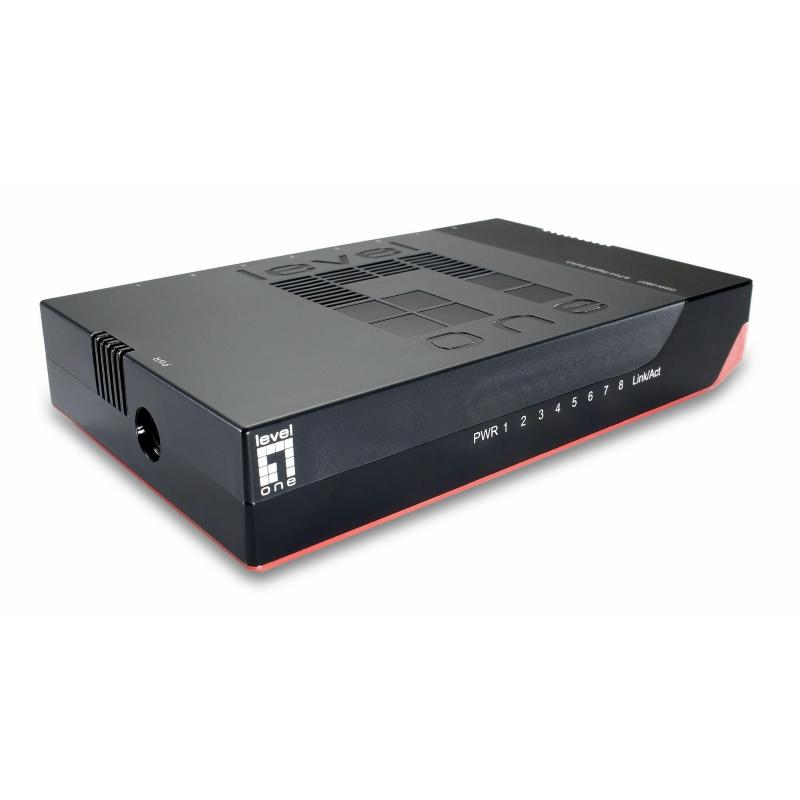 Levelone gsw-0807 switch di rete non gestito gigabit ethernet (10/100/1000) nero, rosso