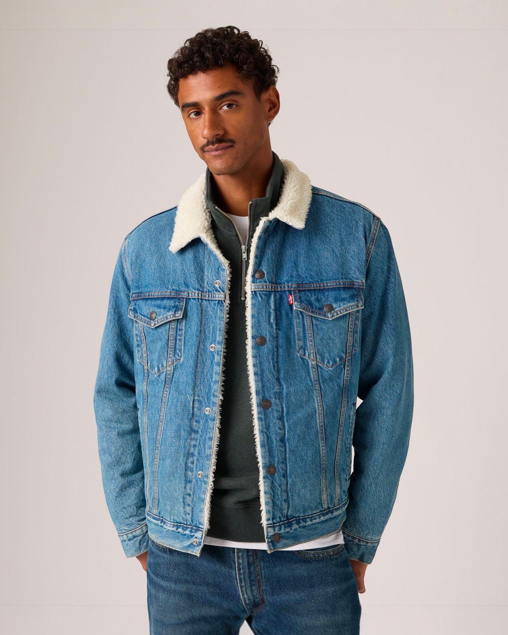 Levi's Giacca Sherpa Type 3 Washed Med Indigo