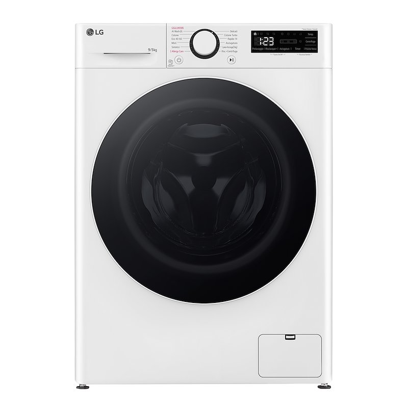 LG AI DD D2R5S09TSWW LAVASCIUGA, Caricamento frontale, capacità lavaggio 9 kg, asciugatura 5 12 programmi, Profondità 47,5 cm, Giri 1200 rpm, Bianca, Classe E