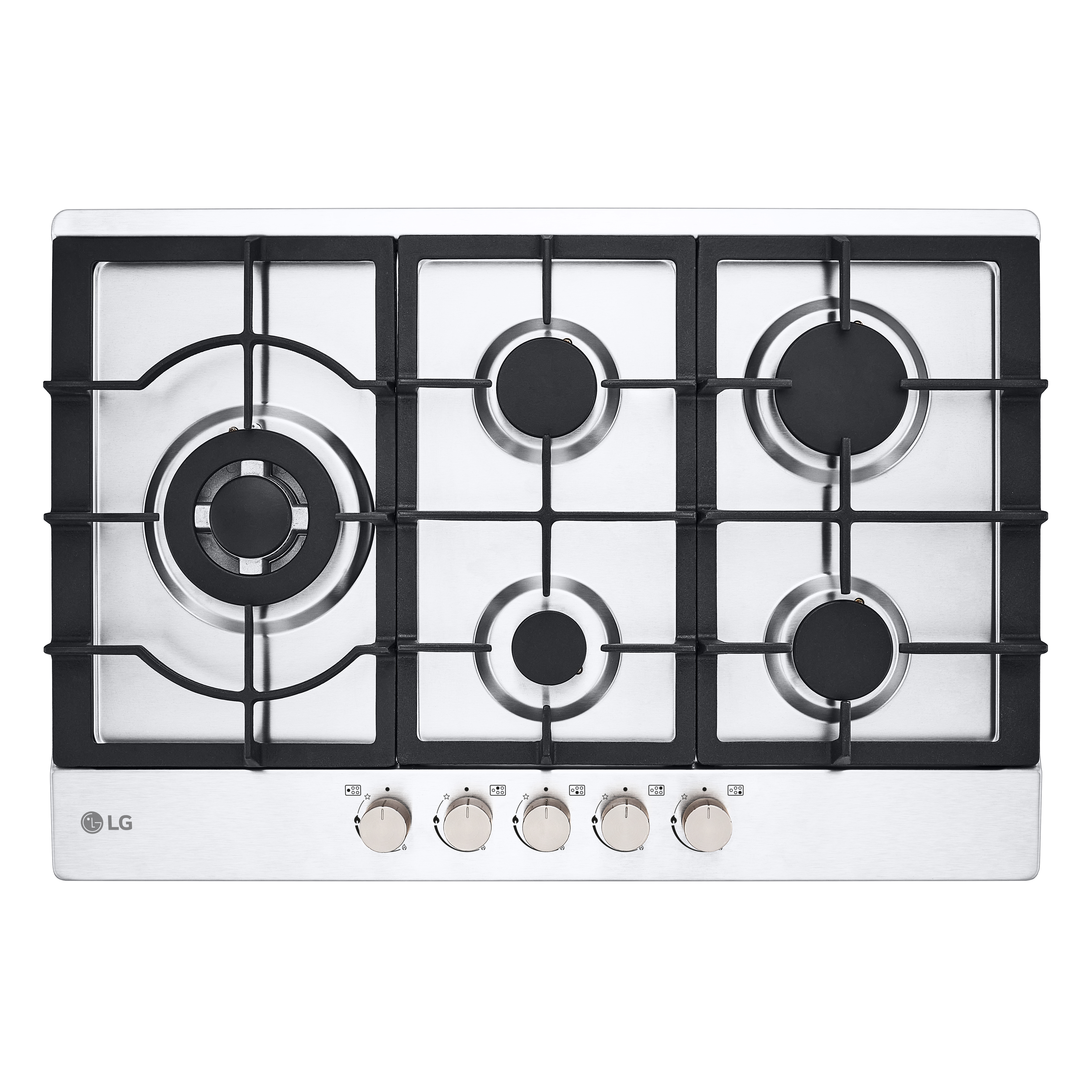 LG CBGZ3016S PIANO COTTURA GAS, 5 zone di cottura, dimensioni: L 75 cm, P 51 piano in Acciaio inossidabile, Inox