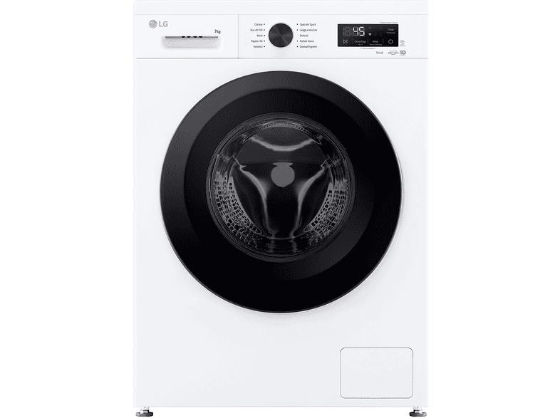 LG F2NX10S7NLK LAVATRICE SLIM, Caricamento frontale, 7 kg, 9 programmi, Profondità 44 cm, Giri 1200 rpm, White, livello rumorosità centrifuga 75 dB(A), Classe A