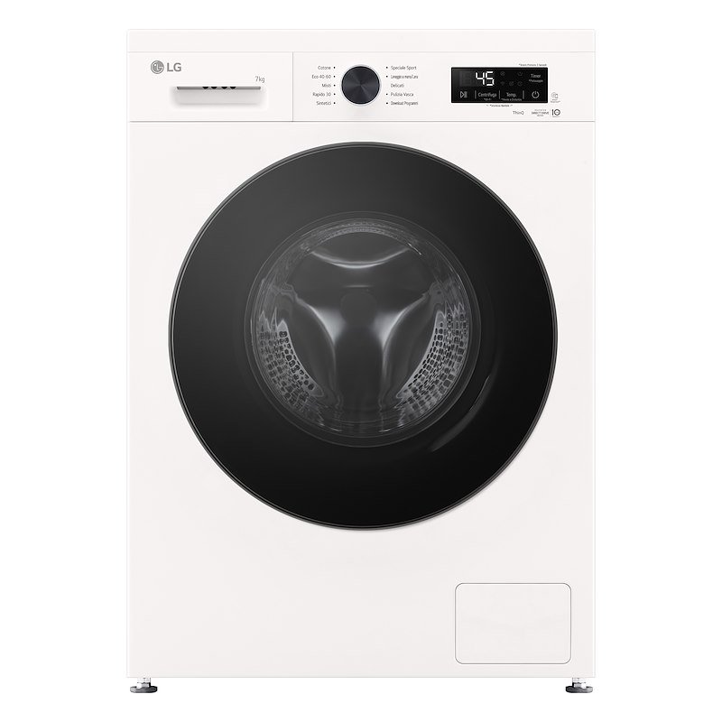 LG F2NX10S7NWB LAVATRICE SLIM, Caricamento frontale, 7 kg, 12 programmi, Profondità 44 cm, Giri 1200 rpm, Ivory White, livello rumorosità centrifuga 75 dB(A), Classe A