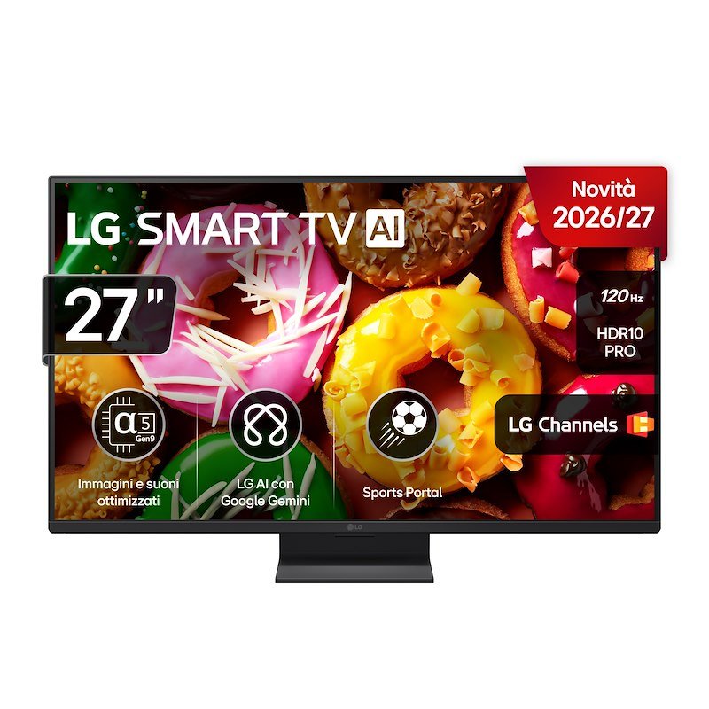 LG Smart webOS 27LB70006LA TV LED, SMART TV, 27 ", Full-HD, Processore a5 AI 4K Gen9, Charcoal Black, Classe E
