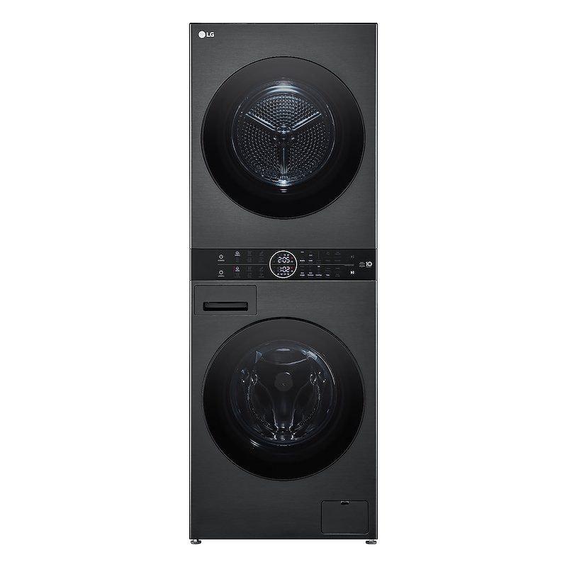 LG WashTower WT1210BBF LAVASCIUGA, Caricamento frontale, capacità lavaggio 12 kg, asciugatura 10 programmi, Profondità 66 cm, Giri 1400 rpm, Platinum Black, Classe A