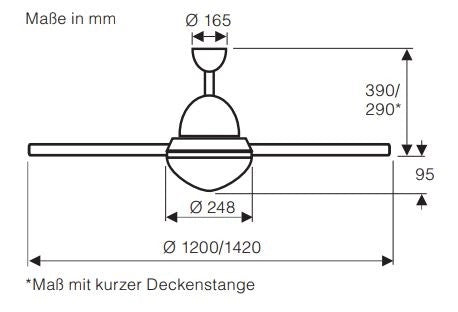 LIBECCIO 120/142, Ventilatore con Luce, CasaFan Colore: Frassino Tabacco