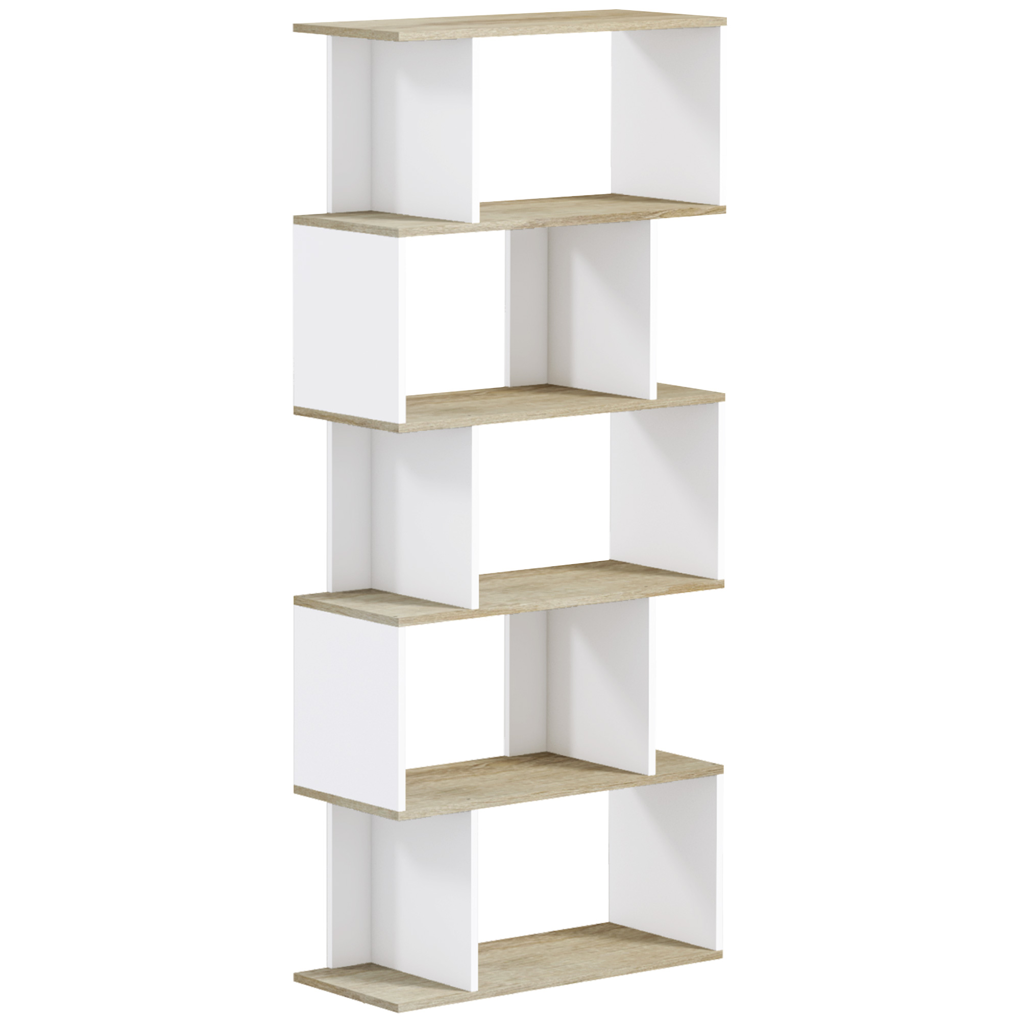 Libreria HOMCOM in stile scandinavo con 5 ripiani, anti-Tover, portata 25 kg, per scrivania, soggiorno, camera da letto, 70x29,5x cm, colore bianco.