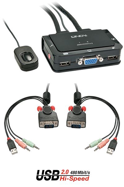 Lindy Switch Kvm Compact Vga USB 2.0 Audio 2 Porte 42342