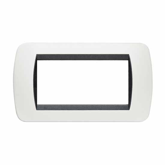 Livinglight Placca 4 Moduli Colore Bianco In Plastica Cornice Nera L4804pb - Bticino