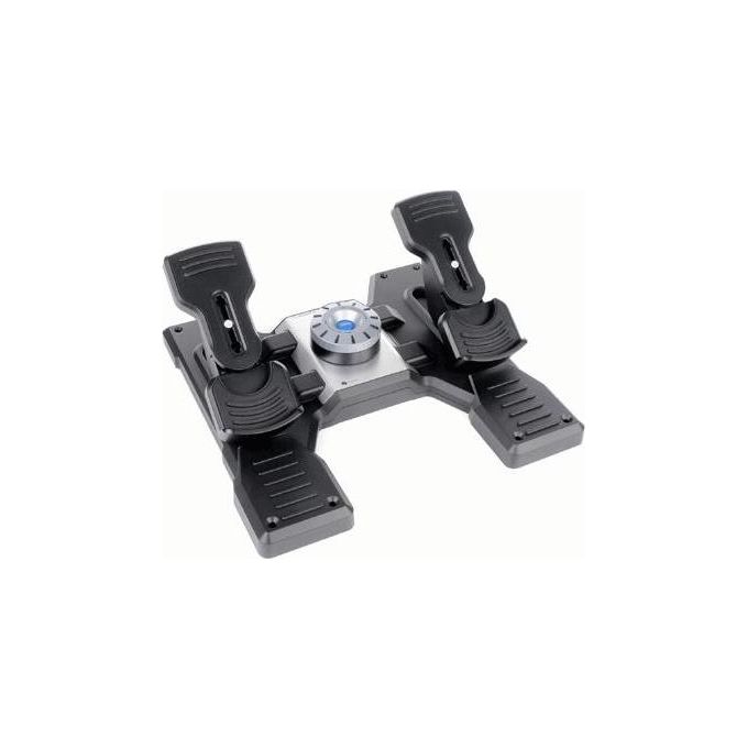 Logitech G 945-000005 Saitek Pro Flight Rudder Pedals Pedaliera Simulazione di Volo PC USB 2.0 colore Nero Argento