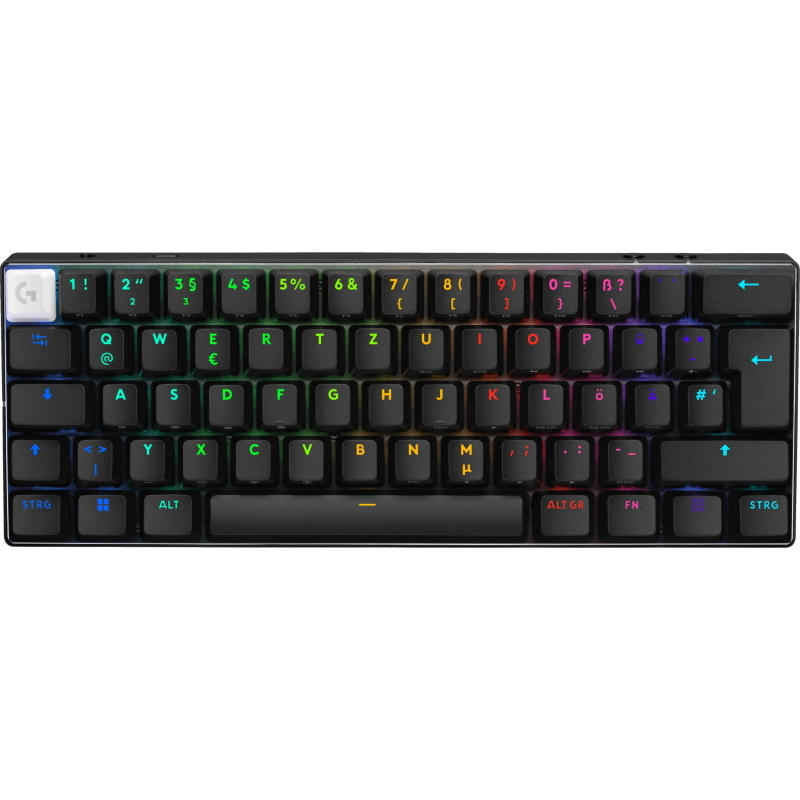 Logitech g pro x 60 tastiera gaming usb + rf wireless + bluetooth qwertz tedesco nero