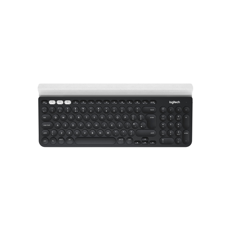 Logitech k780 multi-device wireless keyboard tastiera universale rf senza fili + bluetooth qwertz svizzere grigio, bianco