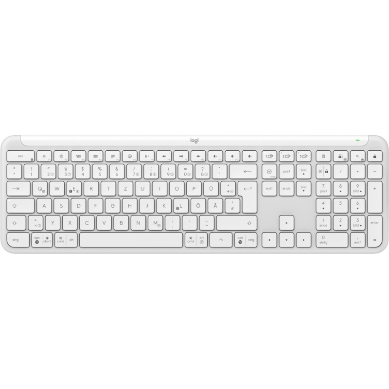 Logitech k950 signature slim tastiera ufficio rf senza fili + bluetooth qwertz tedesco bianco