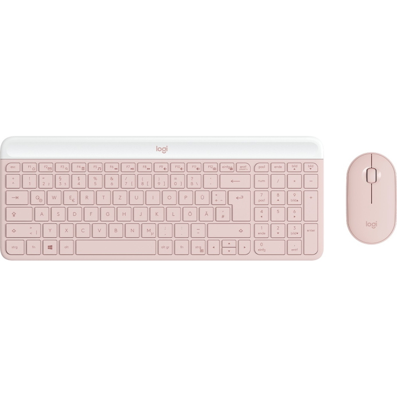 Logitech mk470 slim combo tastiera mouse incluso rf wireless qwertz tedesco rosa