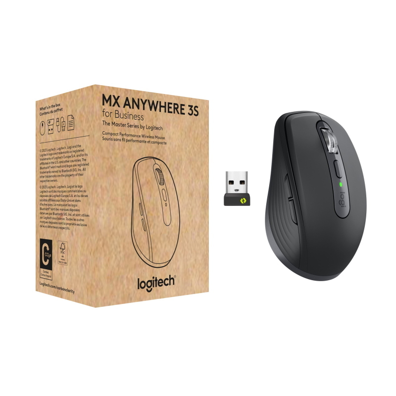 Logitech mx anywhere 3s for business mouse ufficio mano destra rf senza fili + bluetooth laser 8000 dpi
