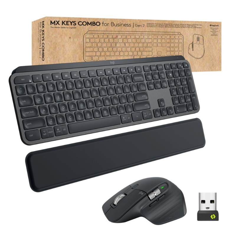 Logitech mx keys combo for business gen 2 tastiera mouse incluso rf senza fili + bluetooth qwerty inglese britannico grafite