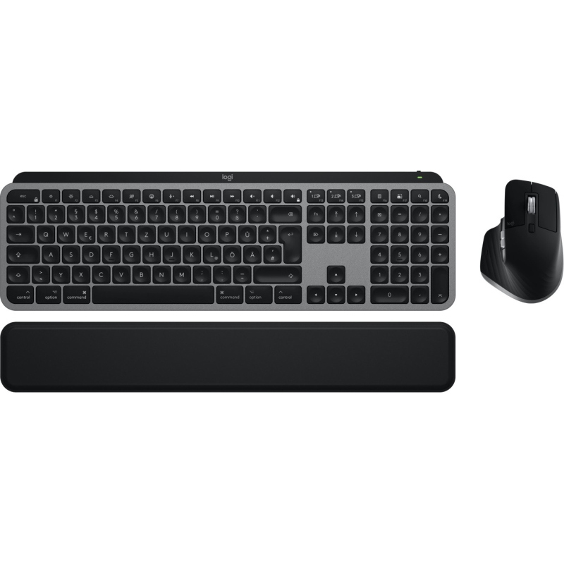 Logitech mx keys s combo for mac tastiera mouse incluso casa/ufficio rf senza fili + bluetooth qwertz tedesco alluminio, nero