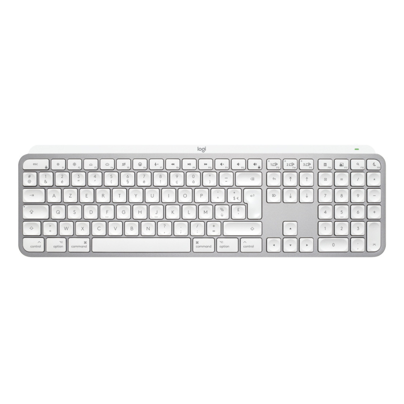 Logitech mx keys s for mac tastiera ufficio rf senza fili + bluetooth azerty francese alluminio, bianco