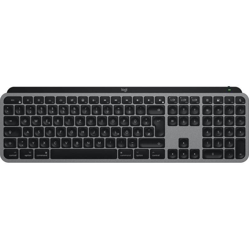 Logitech mx keys s for mac tastiera ufficio rf senza fili + bluetooth qwertz tedesco alluminio, nero