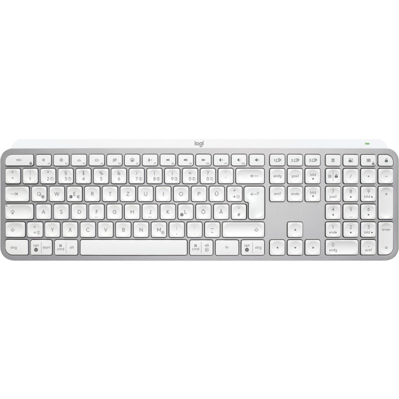 Logitech mx keys s tastiera rf senza fili + bluetooth qwertz tedesco alluminio, bianco