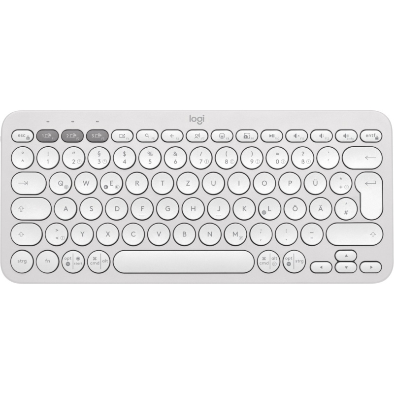 Logitech pebble keys 2 k380s tastiera universale rf senza fili + bluetooth qwertz tedesco bianco