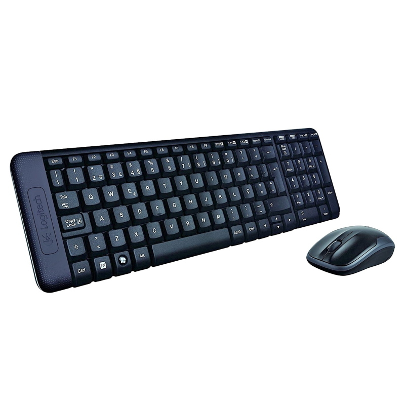 Logitech wireless combo mk220 tastiera mouse incluso ufficio usb spagnolo nero