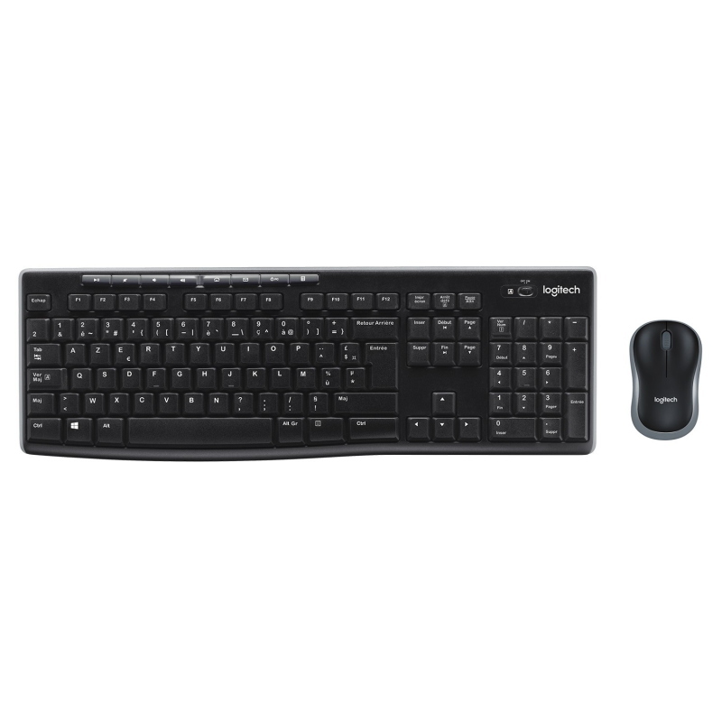 Logitech wireless combo mk270 tastiera mouse incluso ufficio usb azerty belga nero
