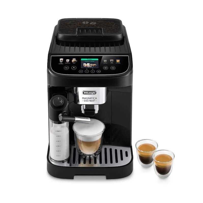 Macchina Automatica per Caffè DE'LONGHI Magnifica Evo Next ECAM310.60.B, Caraffa Montalatte Automatica, 10 bevande dirette, Display Con Cursori, 15 bar, 1450 W, Nero