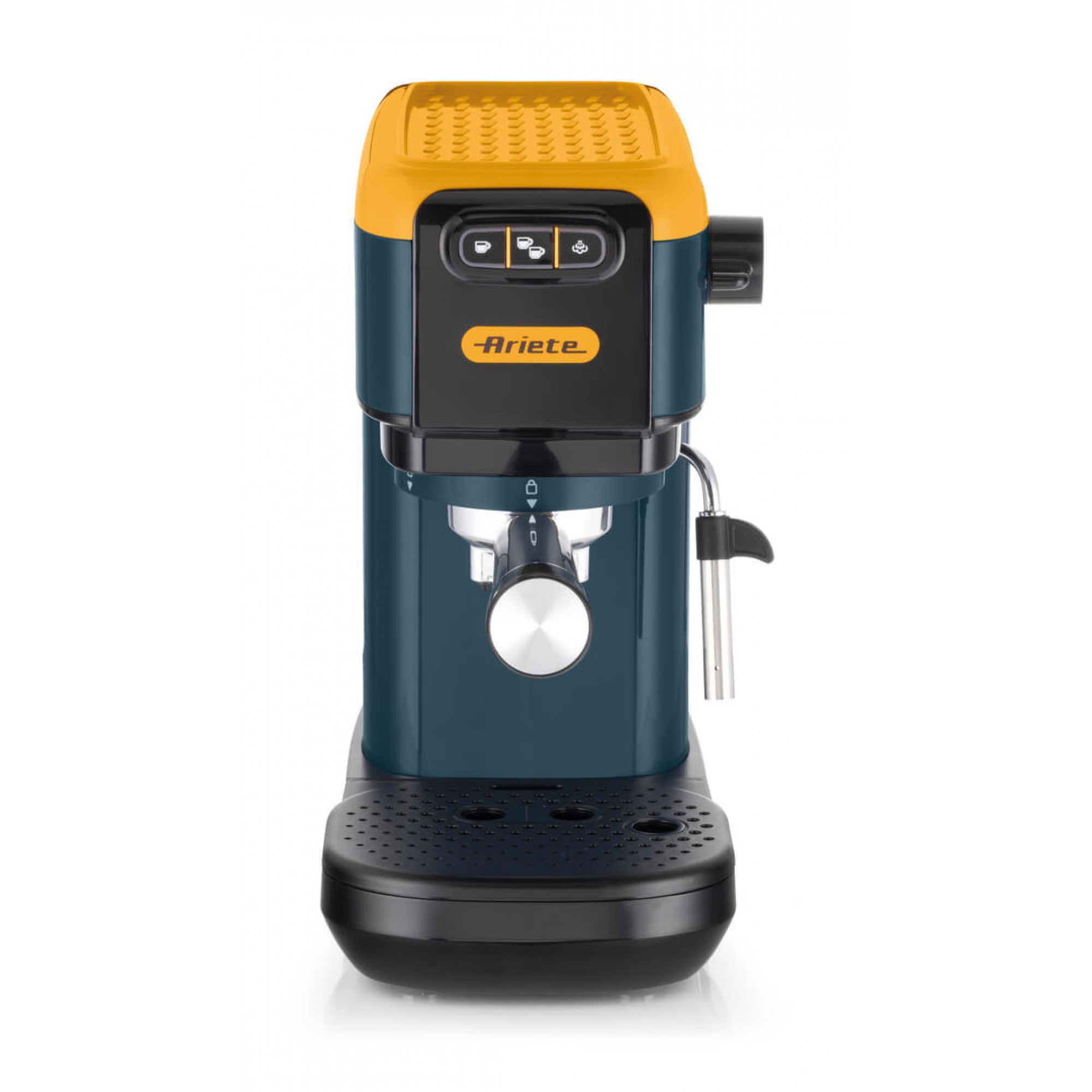 MACCHINA CAFFÉ ARIETE CAFFE' ESPRESSO, Compatibile con Macinato e Cialde, Pressione pompa 15 bar, Potenza 1300 W, Serbatoio acqua 1,1 l, Disattivazione automatica, Giallo
