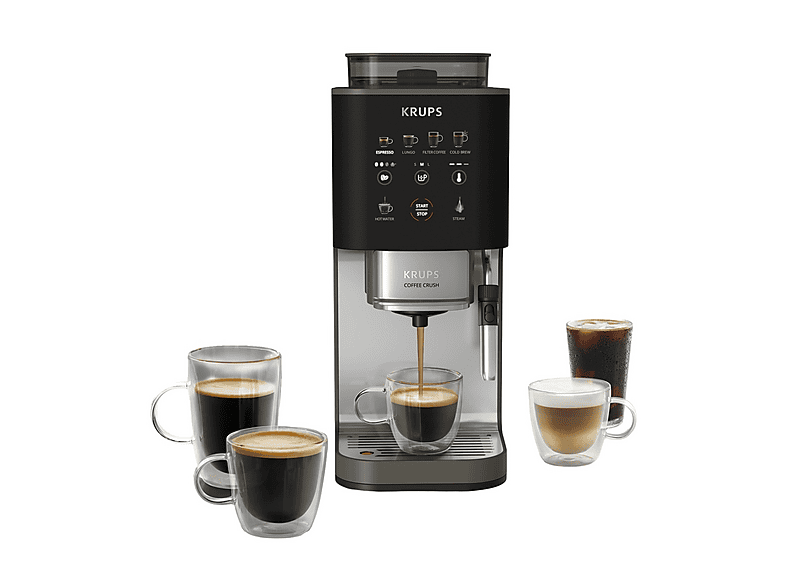 MACCHINA CAFFÈ AUTOMATICA KRUPS Coffee Crush Experience SA403B, Compatibile con Grani e macinato, Pressione pompa 15 bar, Potenza 1370 W, Serbatoio acqua 1,8 l, Disattivazione automatica, Lioness