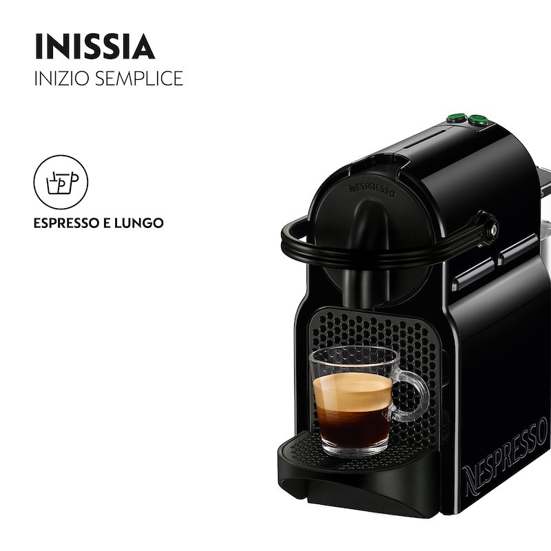 MACCHINA CAFFÈ CAPSULE DE'LONGHI Inissia EN 80.BAE, Compatibile con Capsule Nespresso, Pressione pompa 19 bar, Potenza 1260 W, Serbatoio acqua 0,8 l, Disattivazione automatica, NERO