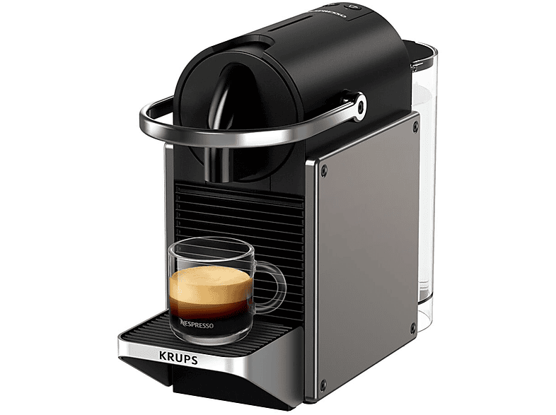 MACCHINA CAFFÈ CAPSULE KRUPS Pixie XN306TK, Compatibile con Capsule Nespresso, Pressione pompa 19 bar, Potenza 1260 W, Serbatoio acqua 0,7 l, Disattivazione automatica, Titanio