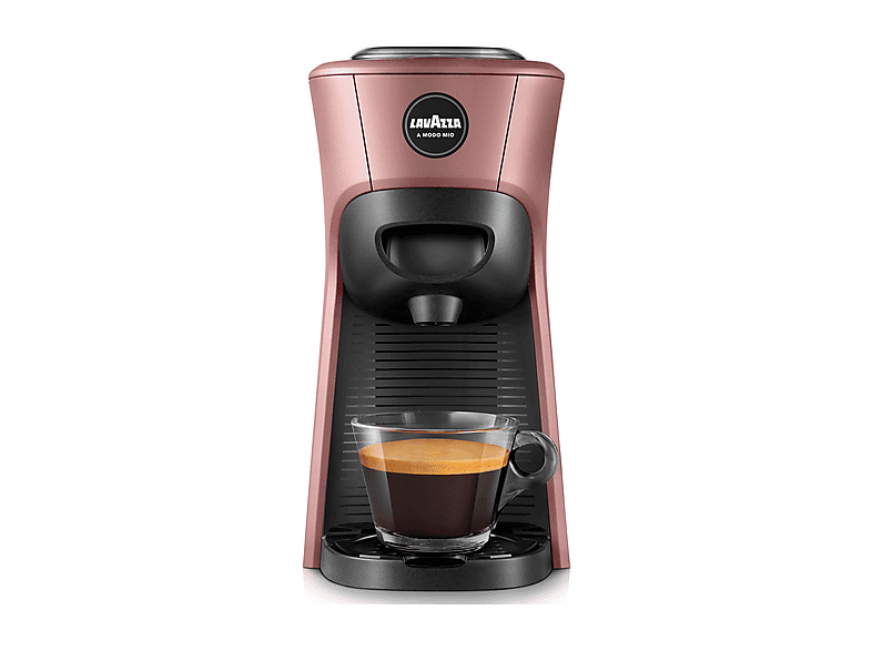 MACCHINA CAFFÈ CAPSULE LAVAZZA TINY, Compatibile con Capsule Lavazza A Modo Mio, Pressione pompa 15 bar, Potenza 1450 W, Serbatoio acqua 0,6 l, Disattivazione automatica, Rosa/nero