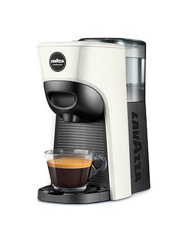 MACCHINA CAFFÈ CAPSULE LAVAZZA TINY ECO, Compatibile con Capsule Lavazza A Modo Mio, Pressione pompa 15 bar, Potenza 1450 W, Serbatoio acqua 0,6 l, Disattivazione automatica, BIANCO/NERO