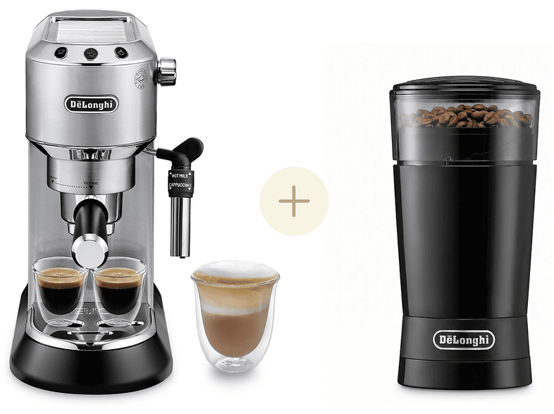 MACCHINA CAFFÉ DE'LONGHI Bundle EC685.M+KG200, Compatibile con Macinato, Pressione pompa 15 bar, Potenza 1350 W, Serbatoio acqua 1 l, Disattivazione automatica, Argento