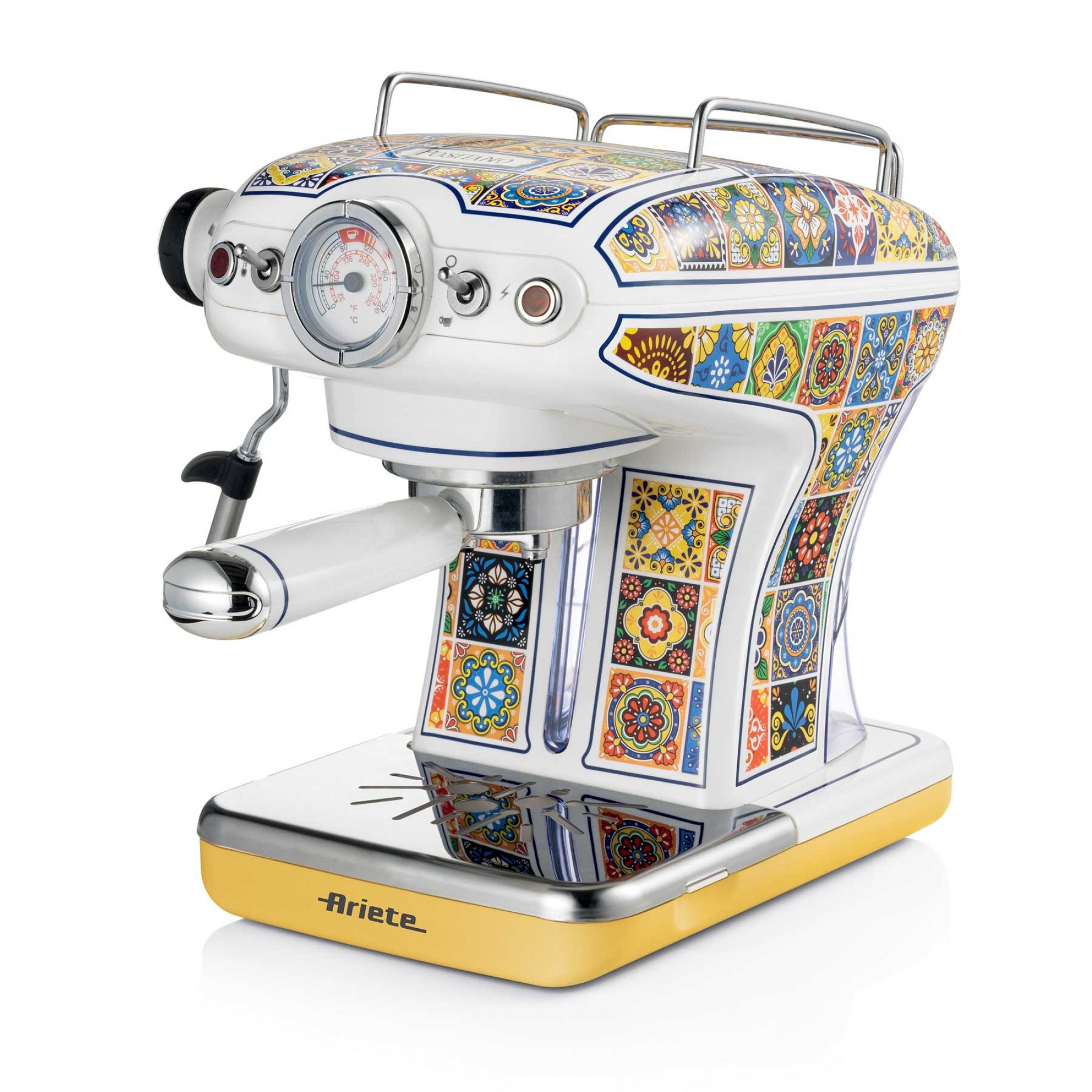 MACCHINA CAFFÈ ESPRESSO ARIETE POSITANO, Compatibile con Macinato e Cialde, Pressione pompa 15 bar, Potenza 850 W, Serbatoio acqua 0,9 l, MULTICOLORE