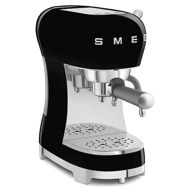 MACCHINA CAFFÈ ESPRESSO SMEG ECF02BLEU, Compatibile con Macinato e Cialde, Pressione pompa 15 bar, Potenza 1350 W, Serbatoio acqua 1,1 l, nera