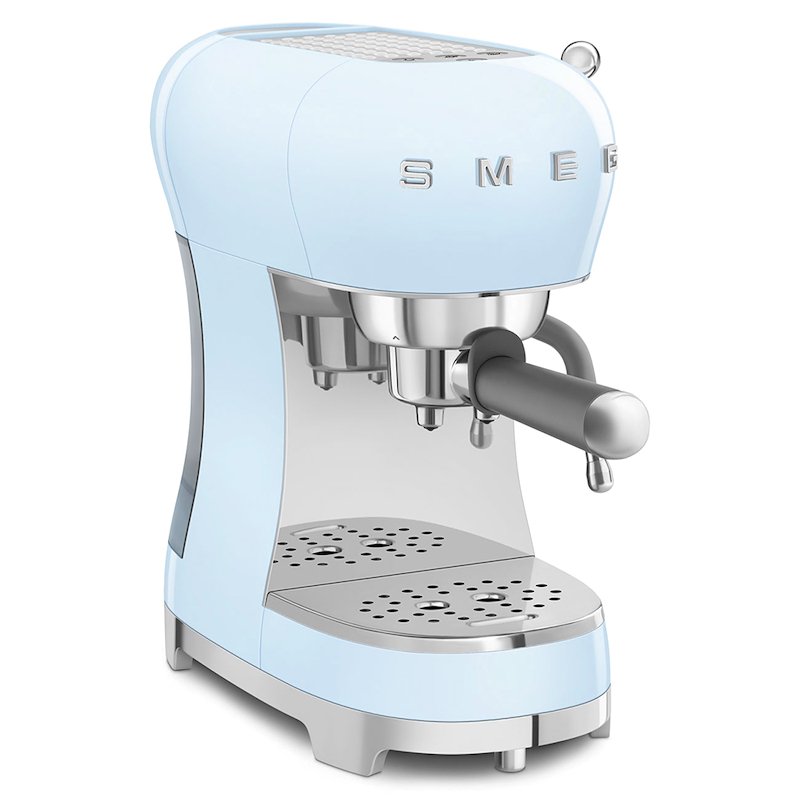 MACCHINA CAFFÈ ESPRESSO SMEG ECF02PBEU, Compatibile con Macinato e Cialde, Pressione pompa 15 bar, Potenza 1350 W, Serbatoio acqua 1,1 l, Azzurro