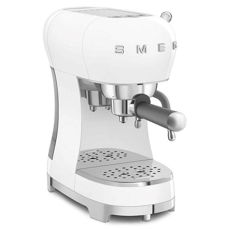 MACCHINA CAFFÈ ESPRESSO SMEG ECF02WHEU, Compatibile con Macinato e Cialde, Pressione pompa 15 bar, Potenza 1350 W, Serbatoio acqua 1,1 l, BIANCO