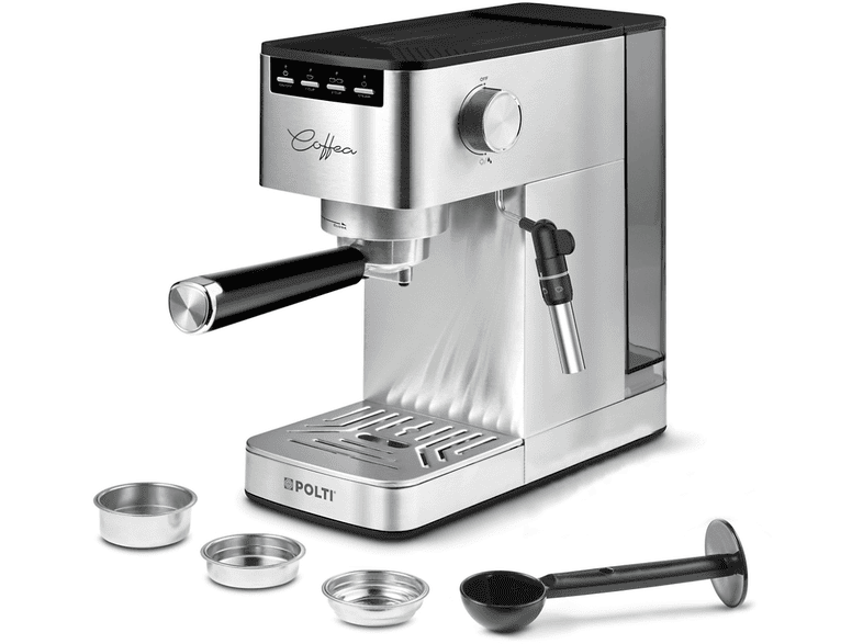 MACCHINA CAFFÉ POLTI Coffea P10S, Compatibile con Macinato e Cialde, Pressione pompa 15 bar, Potenza 1450 W, Serbatoio acqua 1,3 l, Disattivazione automatica, Argento