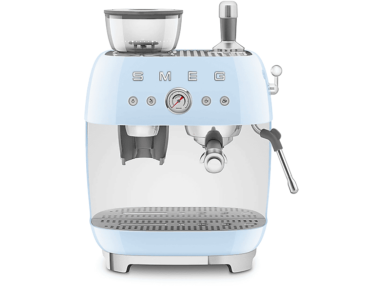 MACCHINA CAFFÉ SMEG EGF03PBEU, Compatibile con Grani e macinato, Pressione pompa 15 bar, Potenza 1650 W, Serbatoio acqua 2,4 l, Azzurro