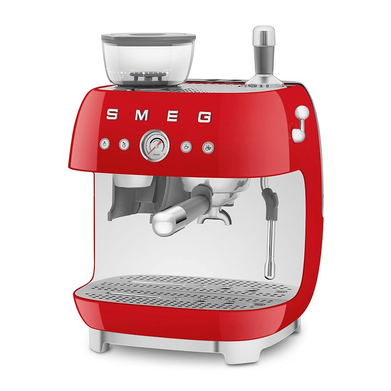 MACCHINA CAFFÉ SMEG EGF03RDEU, Compatibile con Grani e macinato, Pressione pompa 15 bar, Potenza 1650 W, Serbatoio acqua 2,4 l, rosso