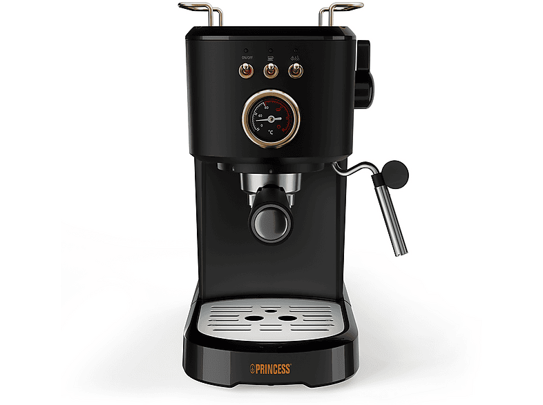 MACCHINA DA CAFFÈ 3 in 1 PRINCESS 249417, Compatibile con Capsule Nespresso, Cialde E.S.E. e caffè Macinato, 1100 W, 20 bar, serbatoio acqua 1,2 L, Montalatte, NERO