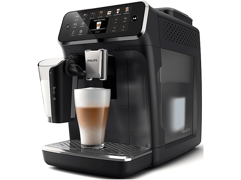 Macchina da caffè Automatica PHILIPS Series 4400 LatteGo EP4446/70, Compatibile con Caffè in Grani e Macinato, 1500 W, 15 bar, Serbatoio acqua 1.8 L, NERO