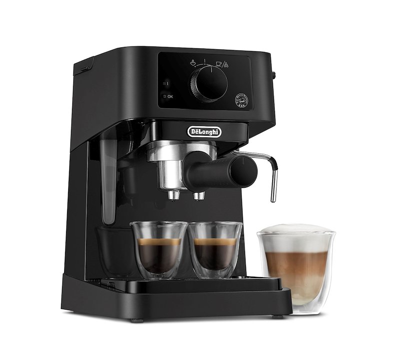 Macchina da Caffè Manuale Espresso e Cappuccino DE'LONGHI STILOSA EC235.BK, Compatibile con Macinato o Cialde E.S.E., Spegnimento Automatico, Serbatoio Estraibile 1L, Potenza 1100W, Nero